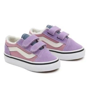 NEW Vans Toddler Old Skool Suede Sherpa Shoe Purple/Multi Color Size 7.0